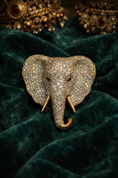Golden Regal Elephant Brooch