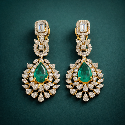 Pure Silver Emerald Earrings