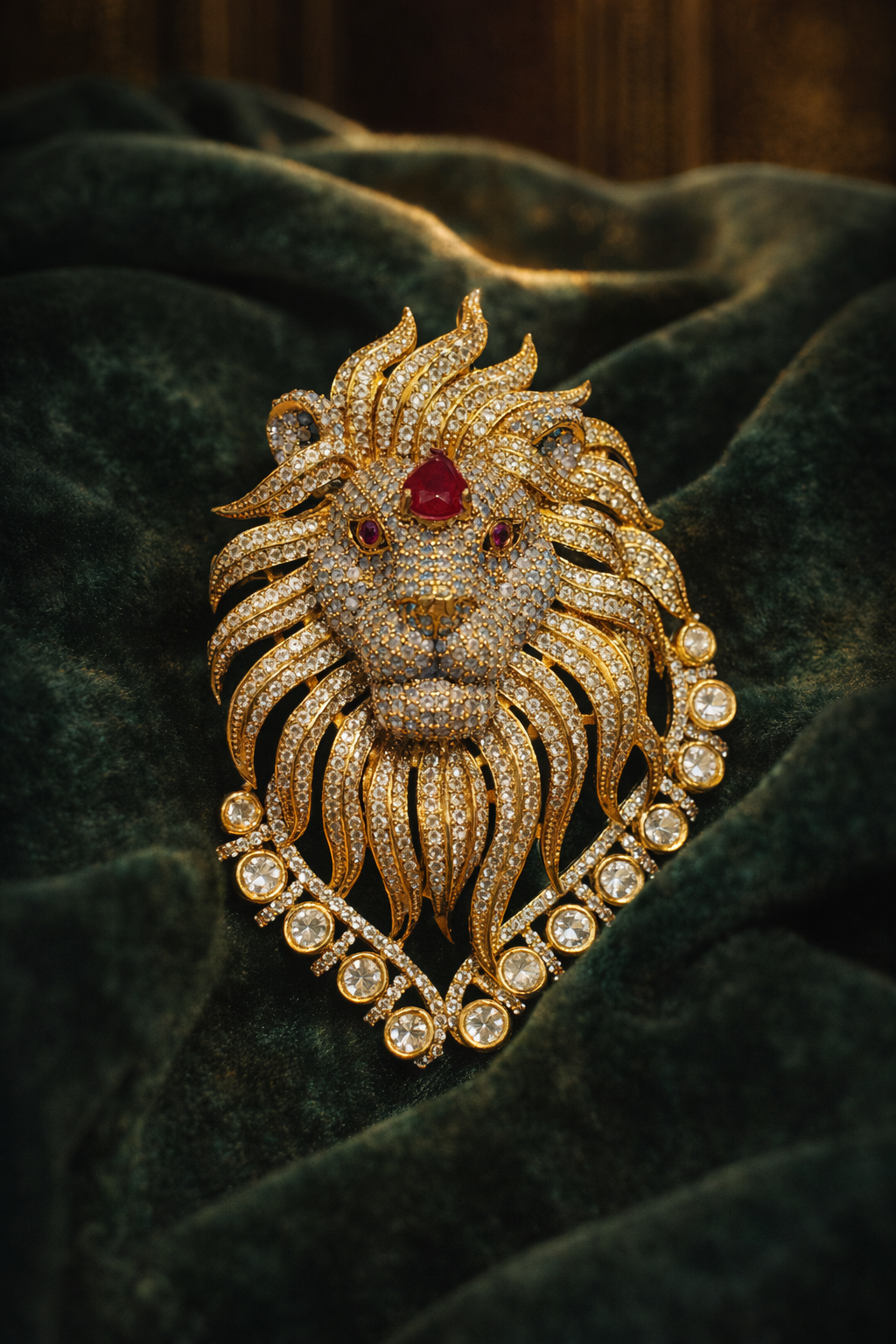 Ruby Regal Lion Brooch