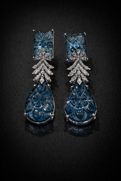 Elegant Azure Carved Earrings