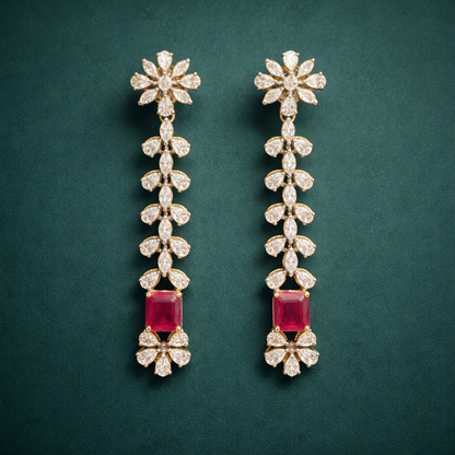 Pure Silver Ruby Danglers