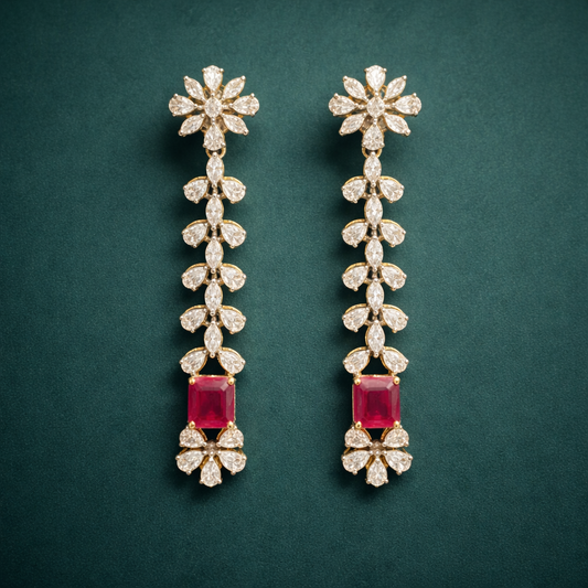 Pure Silver Ruby Danglers