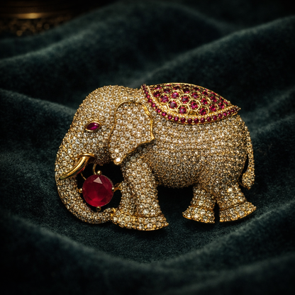 Ruby Elephant Brooch