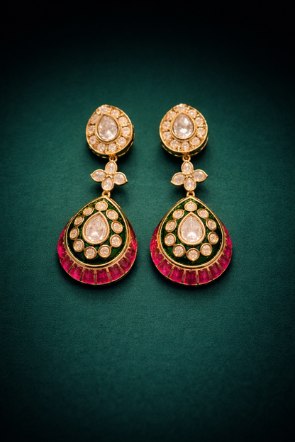 Ruby Meenakari Jhumkas