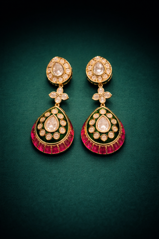 Ruby Meenakari Jhumkas