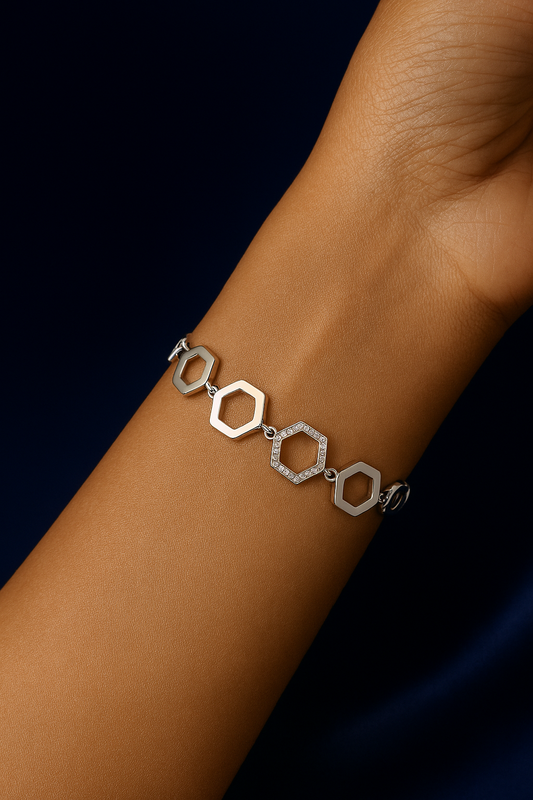 92.5 Silver Hex Bracelets