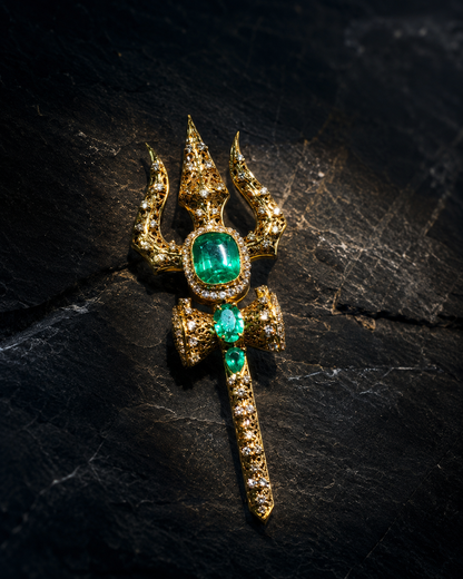 Pure Silver Divine Trishul Brooch