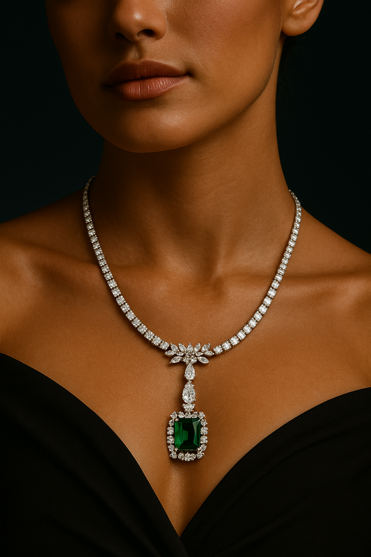 Emerald Delicate Necklace Set