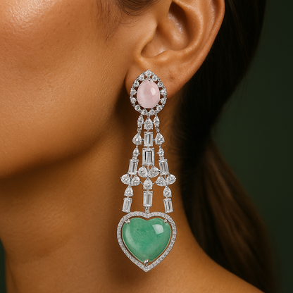 Silver Turquoise Heart Drops