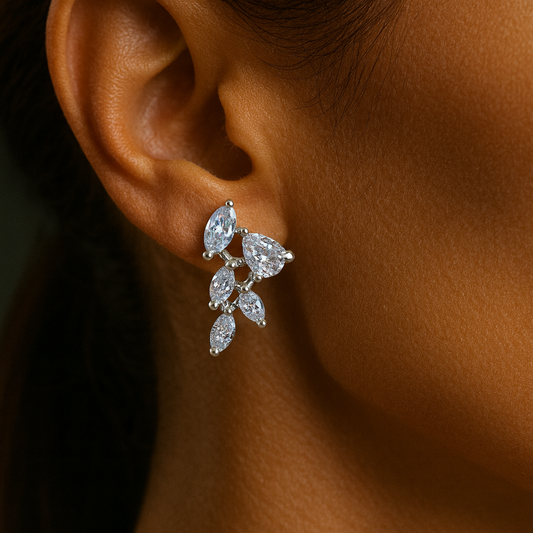 Pure Silver Multistone Studs