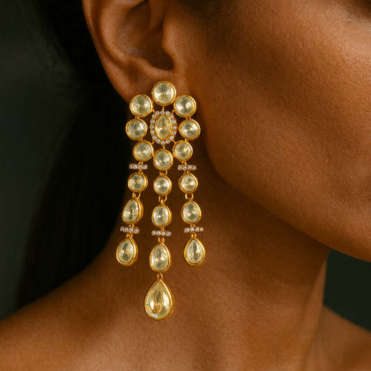 Trinitiy Golden Polki Danglers