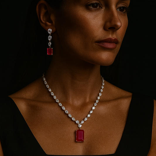 Ruby Sparkle Necklace Set