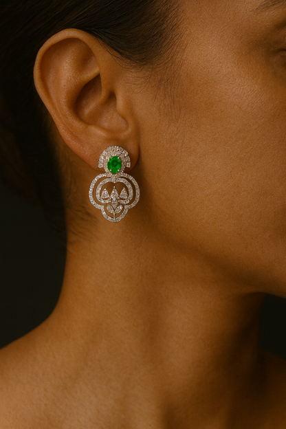 Regal Green Blossom Earrings