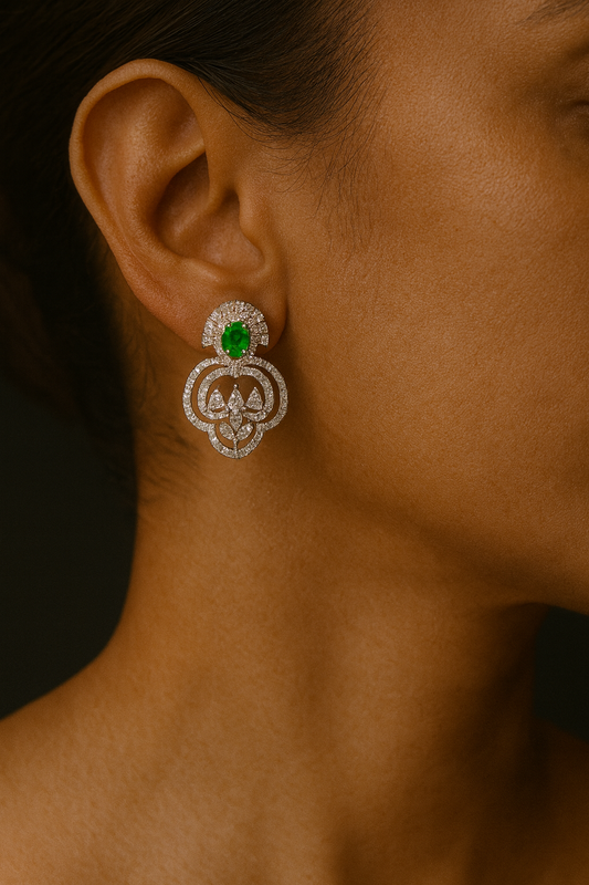 Regal Green Blossom Earrings
