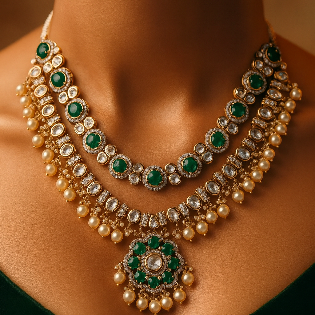 Emerald Bloom Jadau Set