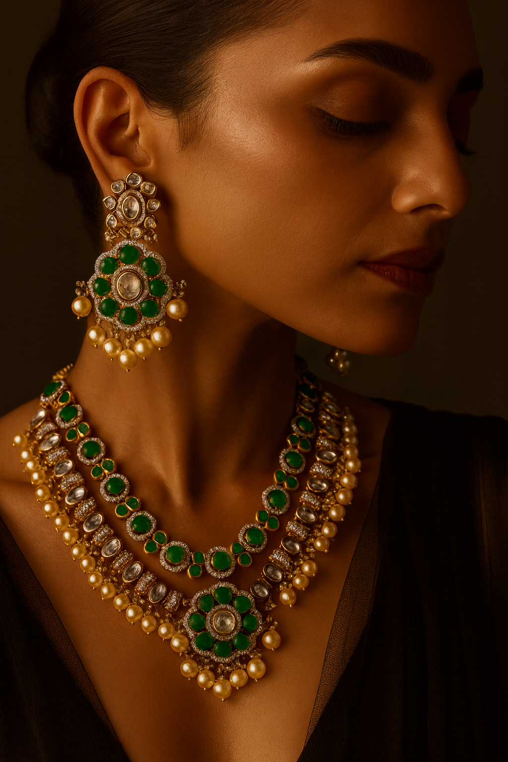 Emerald Bloom Jadau Set