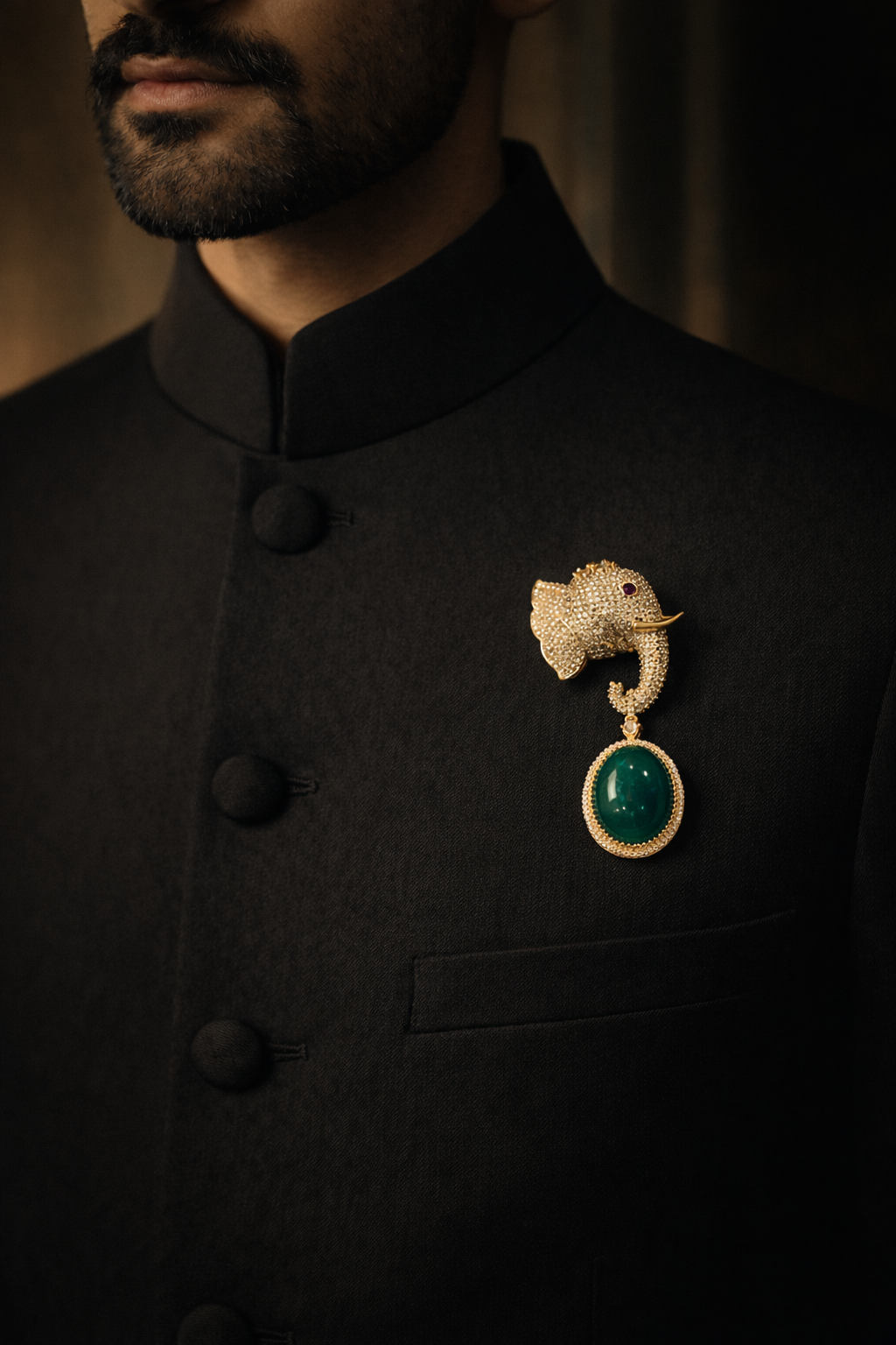Emerald Charm Brooch