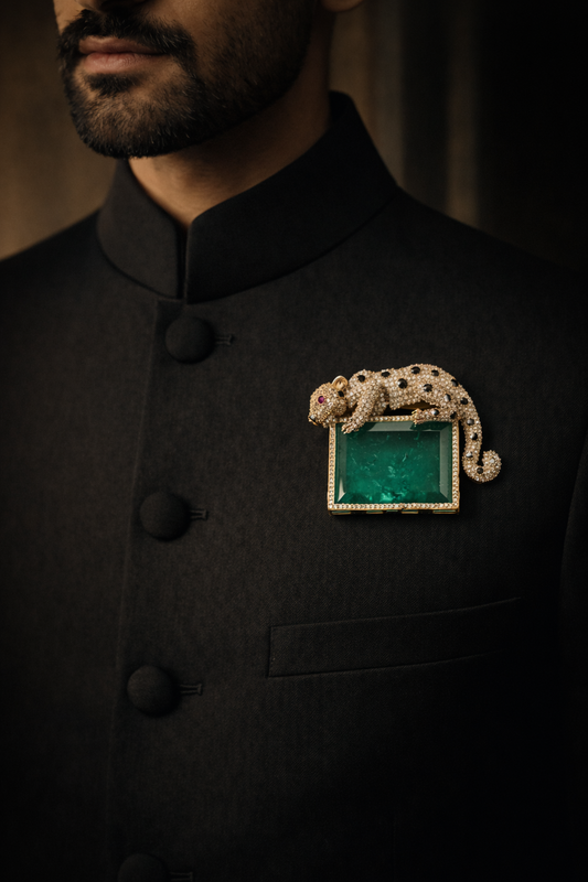 Emerald Panther Brooch