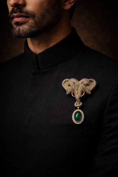 Dual Elephant Brooch