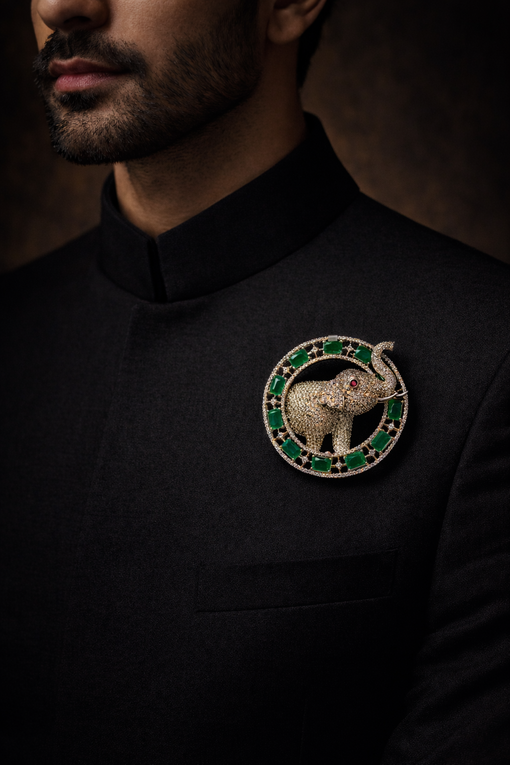 Elephant Crescent Brooch