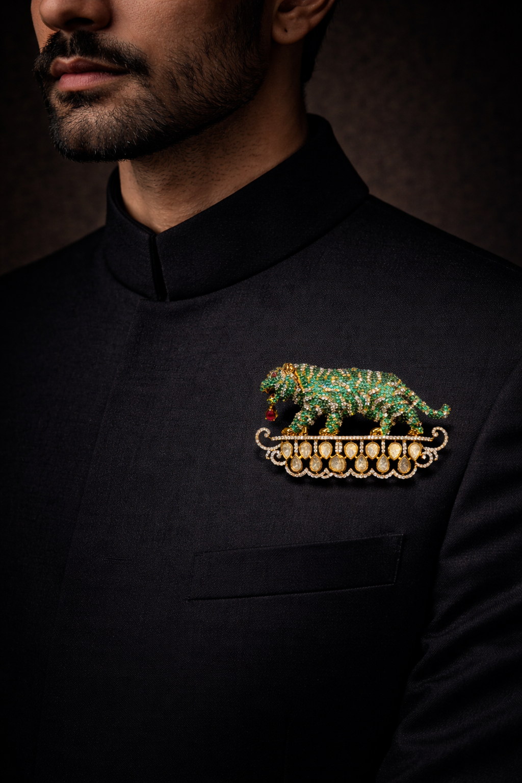 Royal Emerald Tiger Brooch