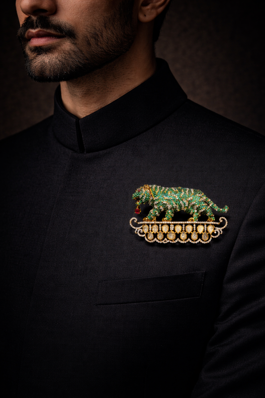 Royal Emerald Tiger Brooch