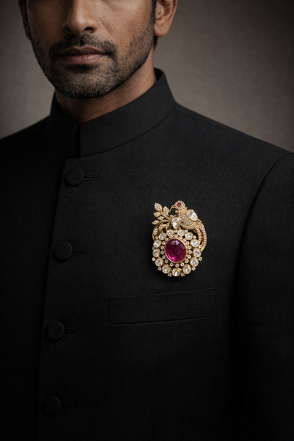 Pure Silver Mayur Brooch