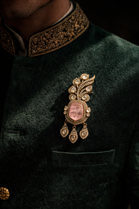 Pink Darbar Brooch