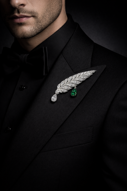 Pure Silver Royal Feather Brooch