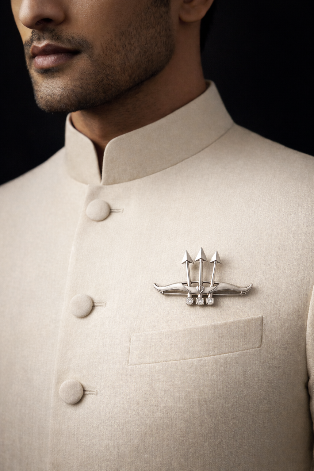 Pure Silver Divine Three Arrow Brooch