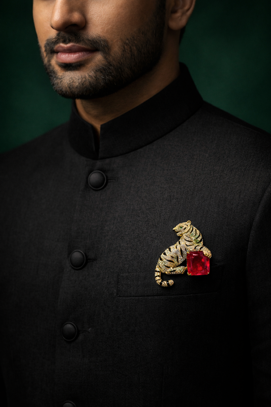 Royal Ruby Tiger Brooch