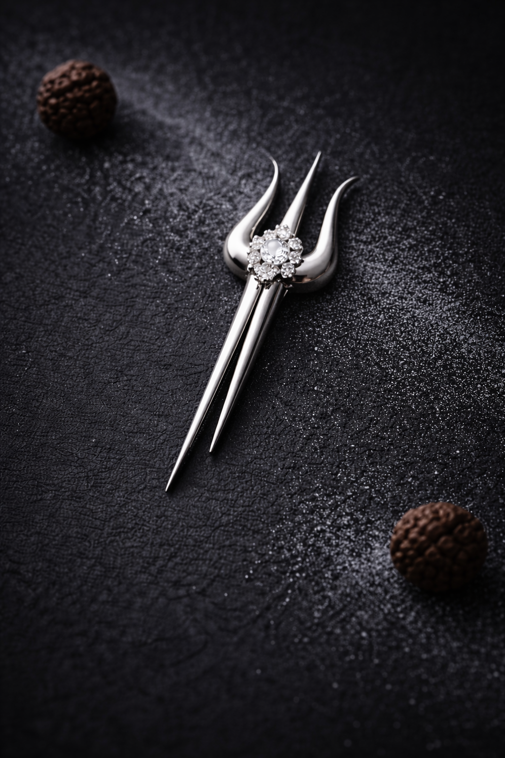 Pure Silver Trishul Trace Brooch