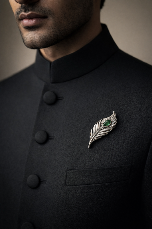 Pure Silver Royal Feather Brooch