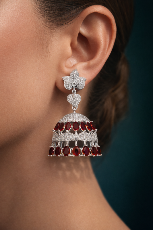 Regal Ruby Jhumkas
