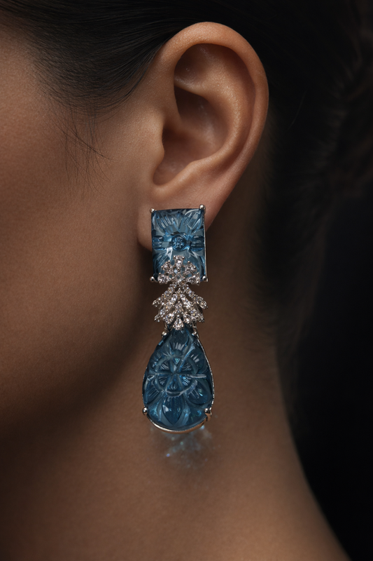 Elegant Azure Carved Earrings