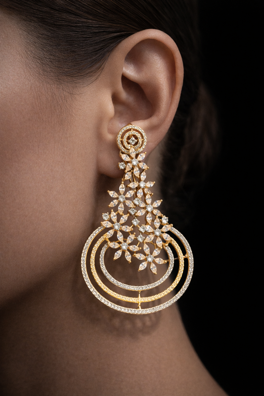 Golden Dual Cascade Earrings