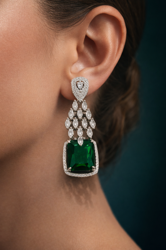 Shimmer Emerald Earrings