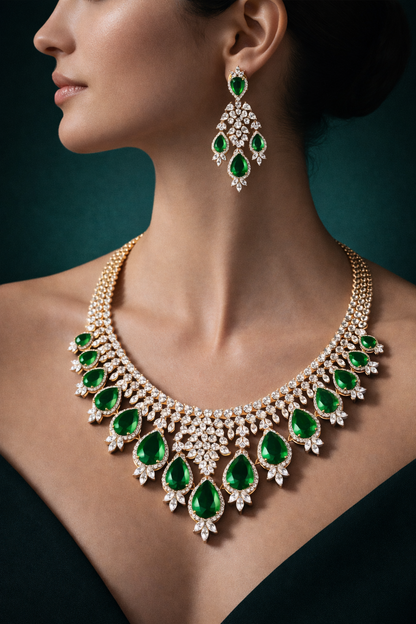 Emerald Aura Necklace Set