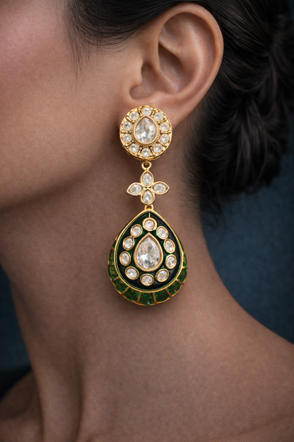 Emerald Meenakari Jhumkas