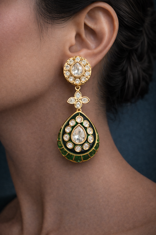 Emerald Meenakari Jhumkas
