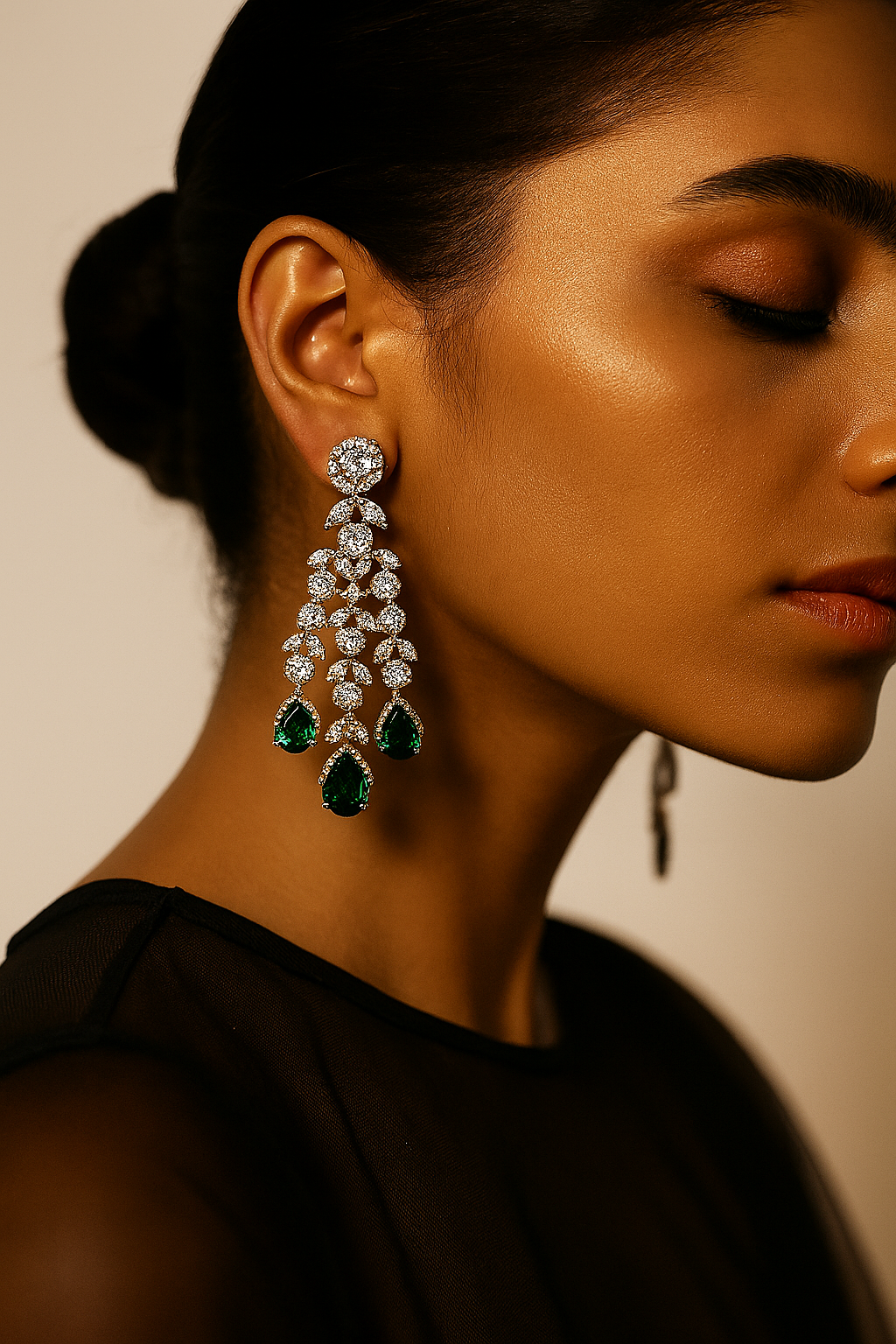 Emerald Cascade Drop Earrings