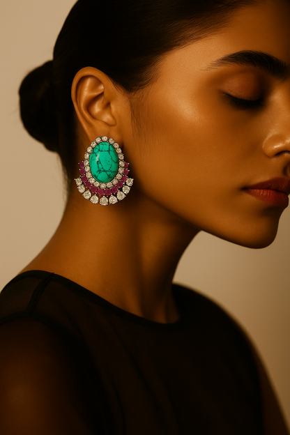 92.5 Silver Turquoise Bloom Studs