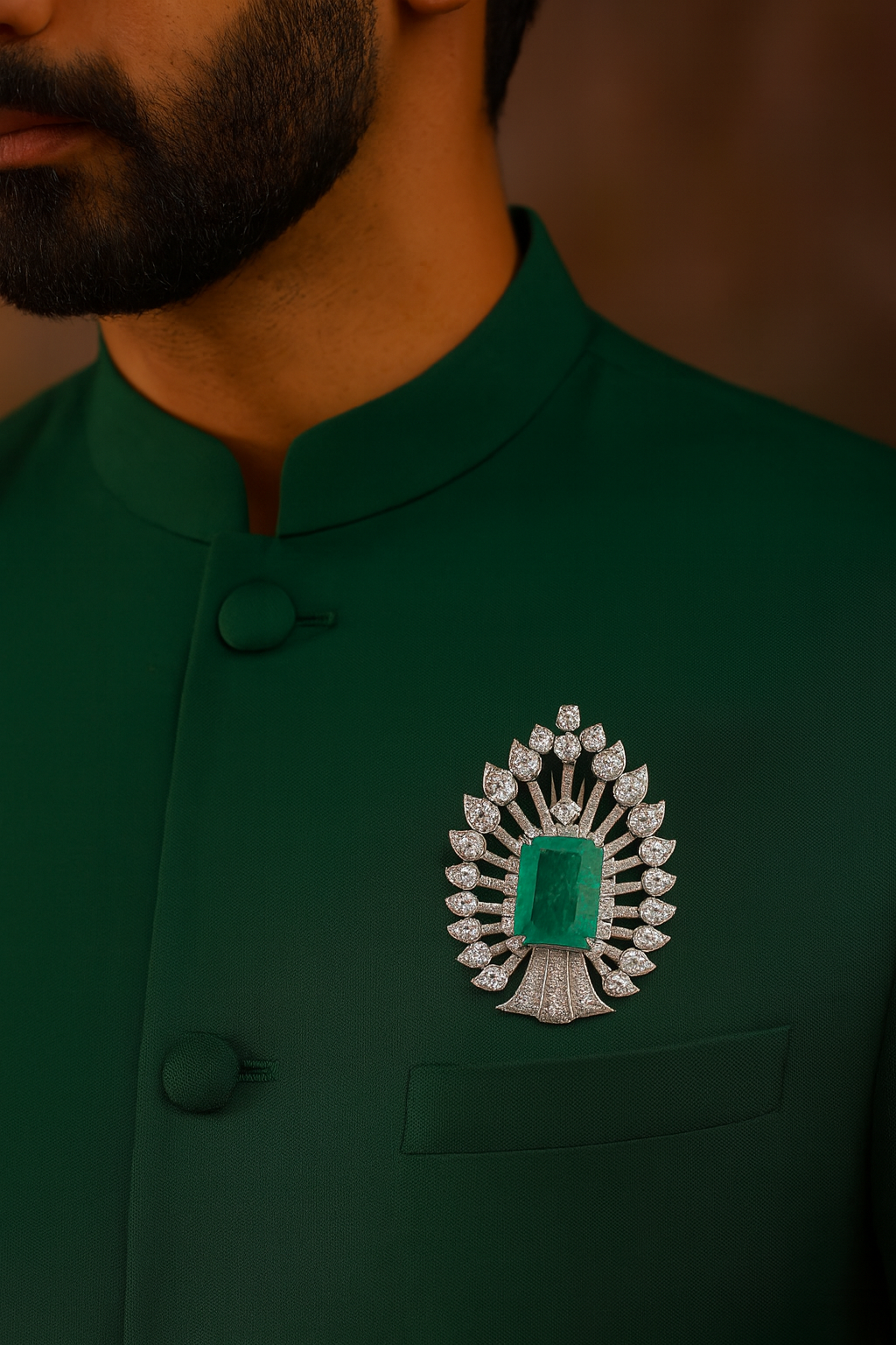 92.5 Emerald Majesty Brooch