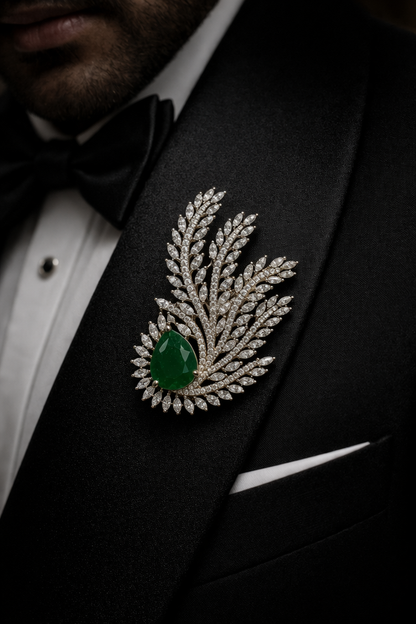 Emerald Plume Brooch