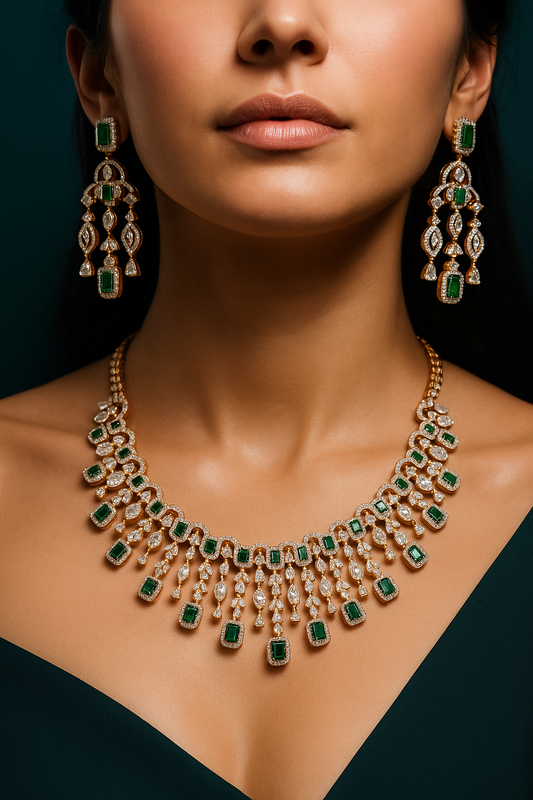 Statement Emerald Necklace Set