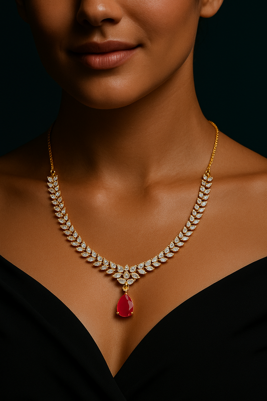 Delicate Ruby Necklace Set
