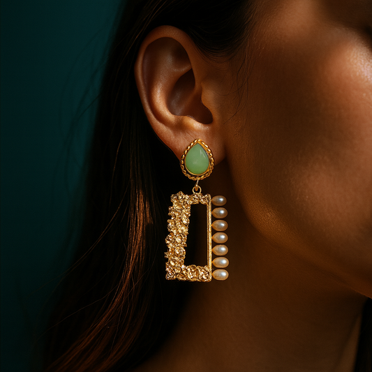 Mint Grid Pearl Drops