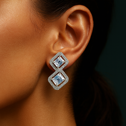 Pure Silver Emerald Studs