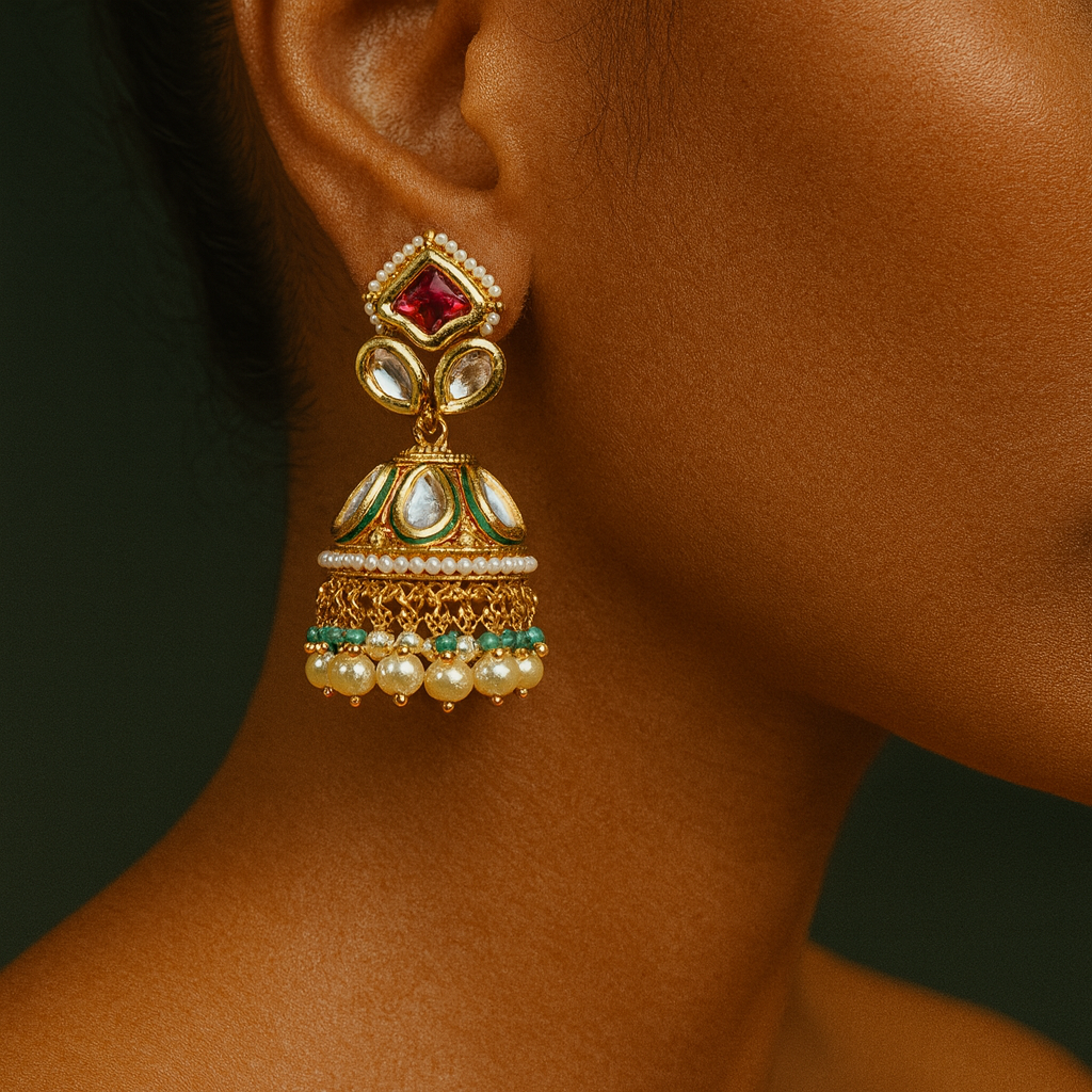 Delicate Polki Jhumkas
