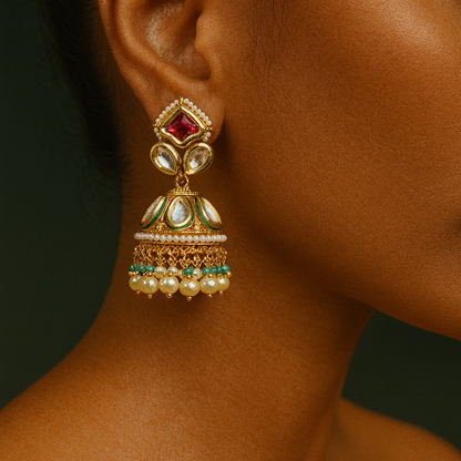 Delicate Polki Jhumkas